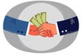 Businesspeople shake hands exchange money Royalty Free Stock Photo