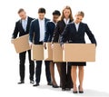 Businesspeople Standing With Cardboard Boxes