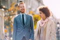 Businesspeople walking in busy city together Royalty Free Stock Photo