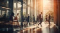 Businesspeople walking at modern office. Group of business employees at coworking center. Royalty Free Stock Photo