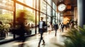 Businesspeople walking at modern office. Group of business employees at coworking center. Motion blur. Royalty Free Stock Photo