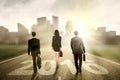 Businesspeople walking on the road with numbers 2016 Royalty Free Stock Photo