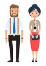 Businesspeople wear elegance cloth, office dresscode, woman with hand bag, stylish office guy