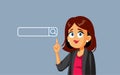 Businesswoman Pointing to a Search Bar Vector Illustration Royalty Free Stock Photo