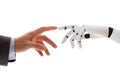 Businessperson Finger Touching Robotic Finger