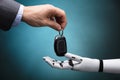 Businessperson Giving Car Key To Robot