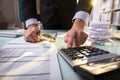 Businessperson Looking At Document Through Magnifying Glass Royalty Free Stock Photo