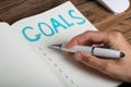 Businessperson`s Hand Writing Goal Concept Royalty Free Stock Photo