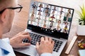 Home Online Group Videoconference Royalty Free Stock Photo