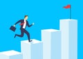 Businessman running on bar chart, Employee climb up to the top of the graph, Business concept growth and the path to success. Royalty Free Stock Photo