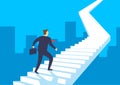 Businessman walking up stairway, Employee climb up the staircase, Business concept growth and the path to success.