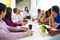 Businesswoman Addressing Meeting Around Boardroom Table Royalty Free Stock Photo