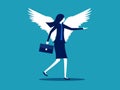 Businesswoman with angel wings. Getting more power. expertise vector