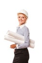 Businesswoman architect holding blueprints Royalty Free Stock Photo