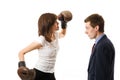 Businesswoman attacks businessman. Royalty Free Stock Photo