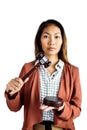 Businesswoman banging a law hammer on the gavel Royalty Free Stock Photo
