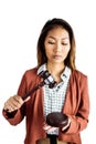 Businesswoman banging a law hammer on the gavel Royalty Free Stock Photo