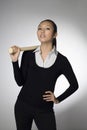 Businesswoman with baseball bat. Conceptual image Royalty Free Stock Photo