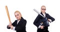 The businesswoman with baseball bat on white Royalty Free Stock Photo