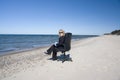 Businesswoman on beach Royalty Free Stock Photo