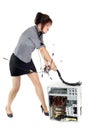 Businesswoman beating computer Royalty Free Stock Photo