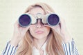 Businesswoman With Binoculars Royalty Free Stock Photo