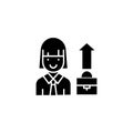 Businesswoman black icon concept. Businesswoman flat vector symbol, sign, illustration.