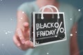 Businesswoman enjoying black Friday sales 3D rendering