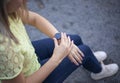 A young business woman is late on time, in a hurry she checks the deadline on her classic watches Royalty Free Stock Photo