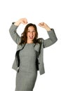 Businesswoman, both arms up