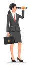 Businesswoman looking in spyglass Royalty Free Stock Photo