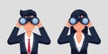 Businesswoman and businessman holding binoculars, searching for a job Royalty Free Stock Photo