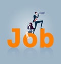 Businesswoman and businessman Searching for a Job