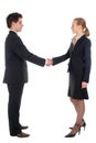 Businesswoman and businessman shaking hands