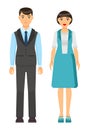 Businesswoman and businessman wearinf office dresscode, stylish businesspeople in office clothing