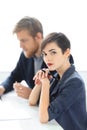 Businesswoman and businessman working in the office Royalty Free Stock Photo