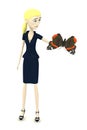 Businesswoman with butterfly