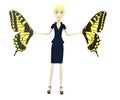 Businesswoman with butterfly wings