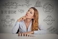 Businesswoman calculating risks of new project implementation Royalty Free Stock Photo