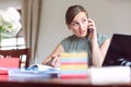 Businesswoman cannot tolerate working from home any longer