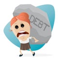 Businesswoman carrying a big debt rock Royalty Free Stock Photo