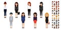 Businesswoman cartoon character head set. Flat vector illustration Royalty Free Stock Photo