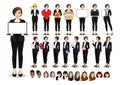 Businesswoman cartoon character pose set. Vector illustration Royalty Free Stock Photo