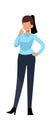 Businesswoman. Cartoon employee female character standing in suit, woman in business clothes, flat vector isolated