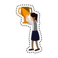 businesswoman character avatar with trophy