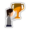 businesswoman character avatar with trophy