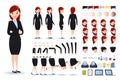 Businesswoman Character Creation Kit Template with Different Facial Expressions