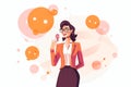 businesswoman,character design taking,bubble speech,flat style, Generated AI