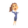 Businesswoman character in formal wear talking on mobile phone, business person at work cartoon vector illustration Royalty Free Stock Photo