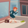 Businesswoman Character with Magnifying Glass and Royalty Free Stock Photo